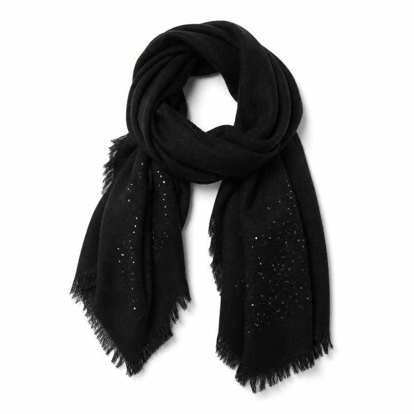 Generated item image of relaxed black fringed scarf