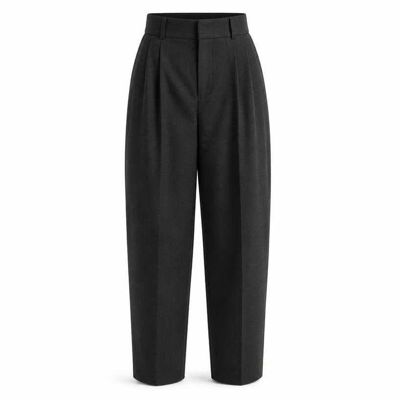 Generated item image of relaxed dark charcoal high-waisted trousers