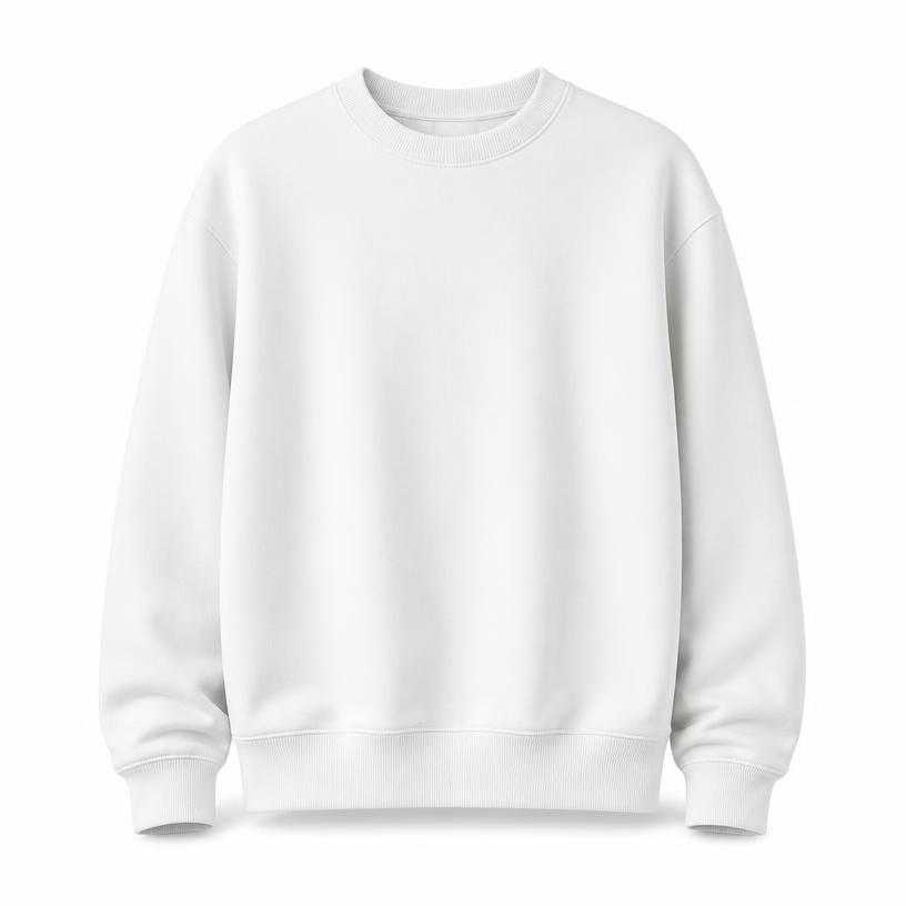 Generated item image of relaxed white ribbed knit jersey crew-neck sweatshirt