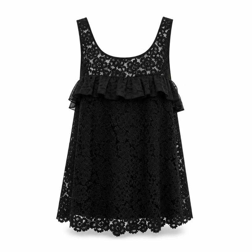 Generated item image of relaxed black floral lace mini dress