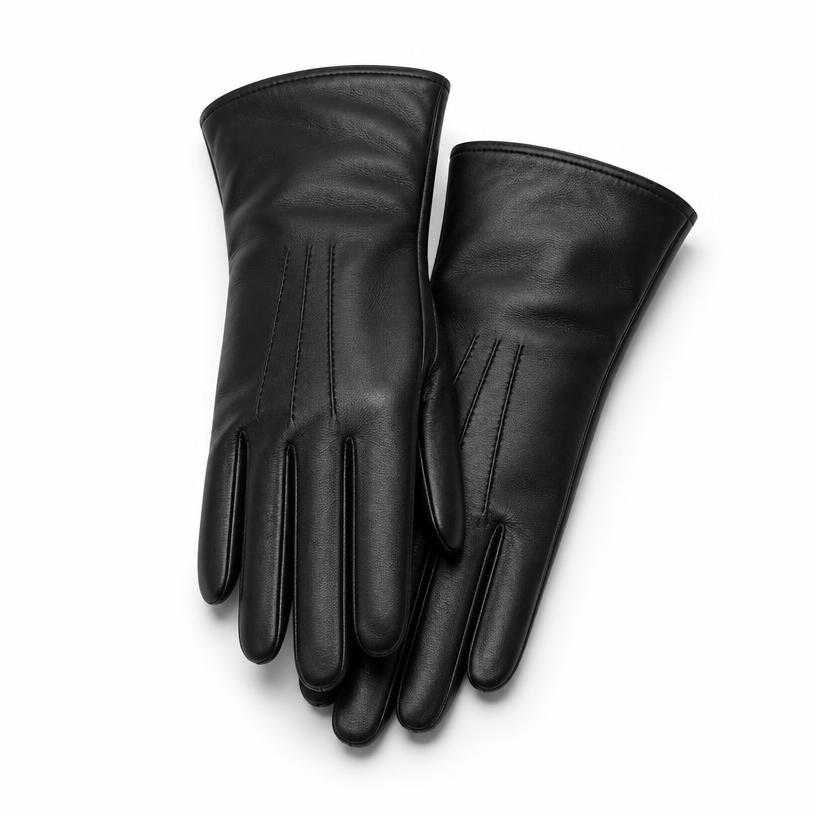 Generated item image of fitted black mid-length leather gloves