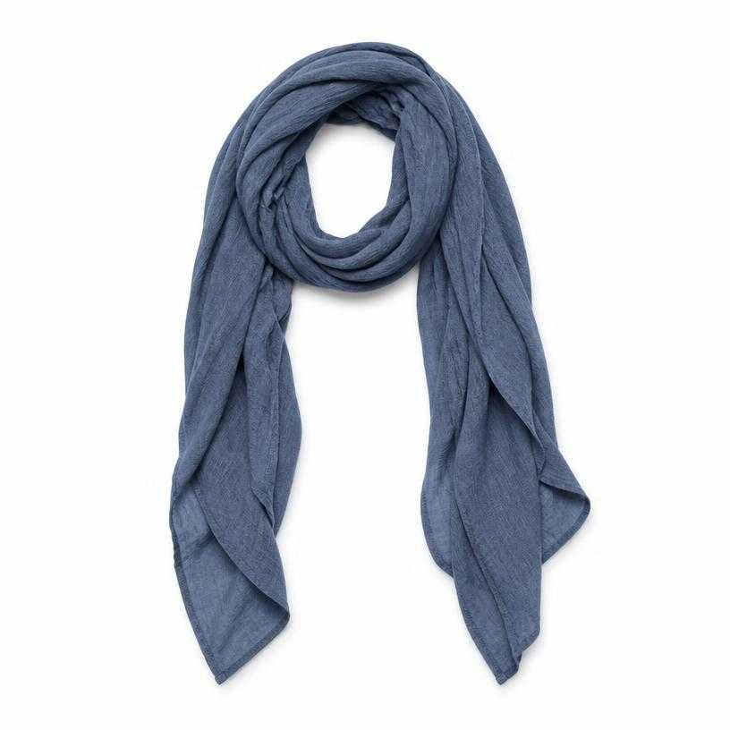 Generated item image of muted blue long narrow lightweight woven fabric scarf