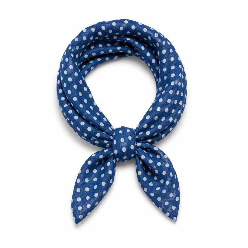 Generated item image of blue and white polka-dot woven fabric neck scarf