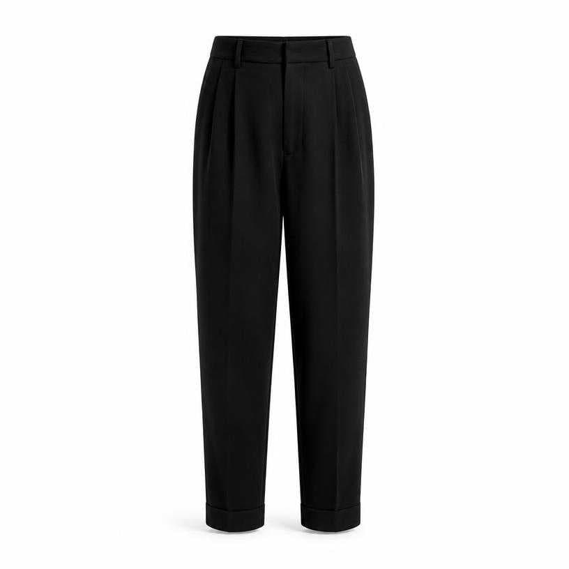 Generated item image of relaxed black cropped suiting-like fabric trousers