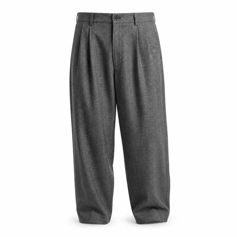 Generated item image of relaxed grey textured woven fabric trousers