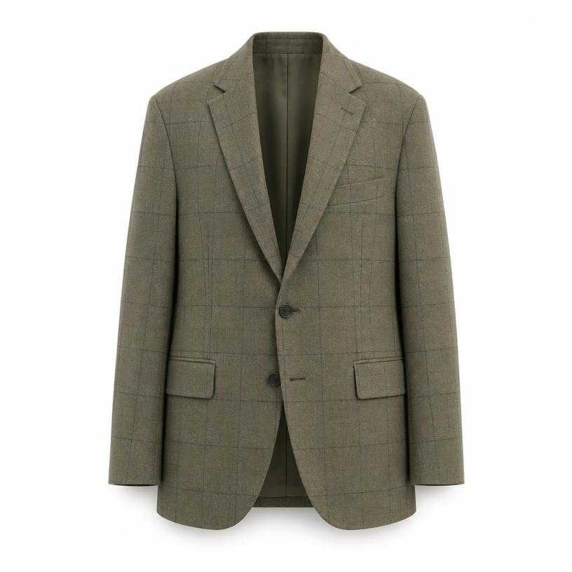 Generated item image of relaxed muted olive green muted check woven suiting blazer