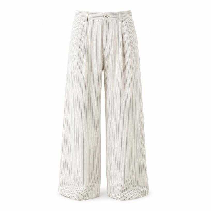 Generated item image of relaxed cream wide leg lightweight woven trousers