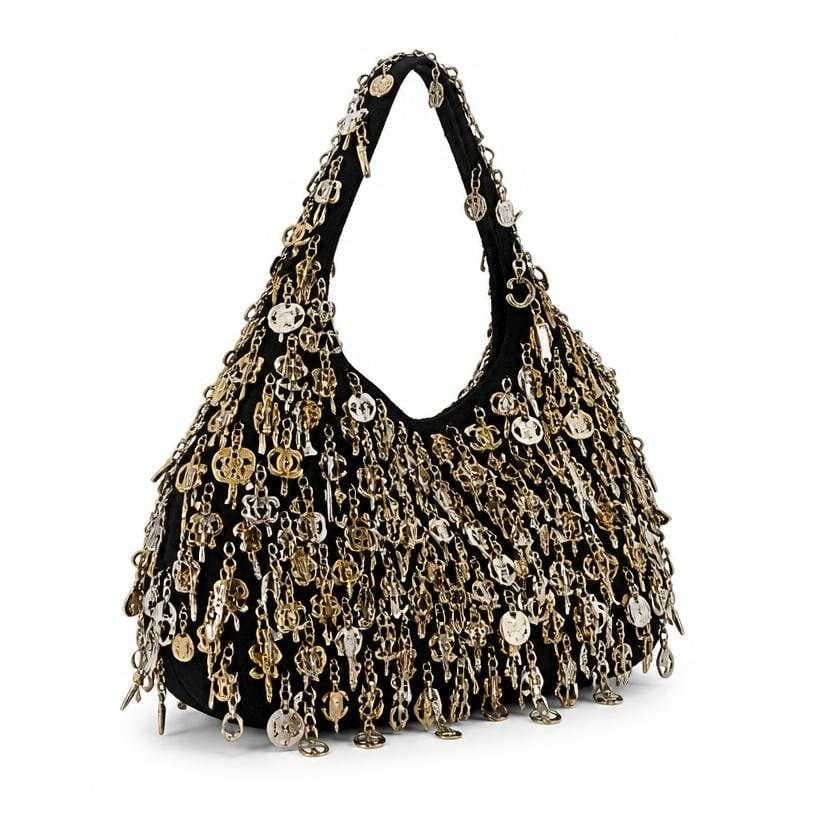 Generated item image of black metal charms embellished textile shoulder bag