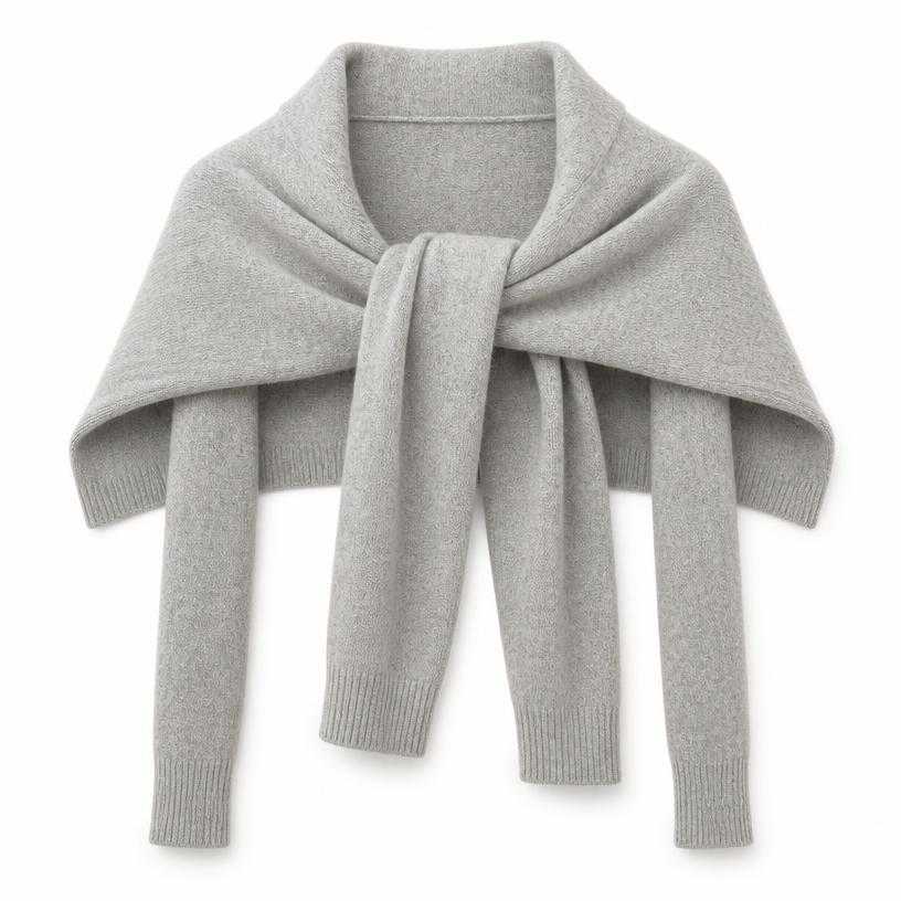 Generated item image of relaxed light grey draped knit sweater
