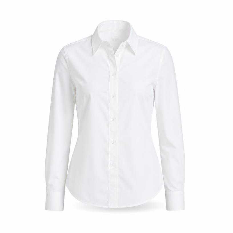 Generated item image of fitted white cotton poplin collared shirt