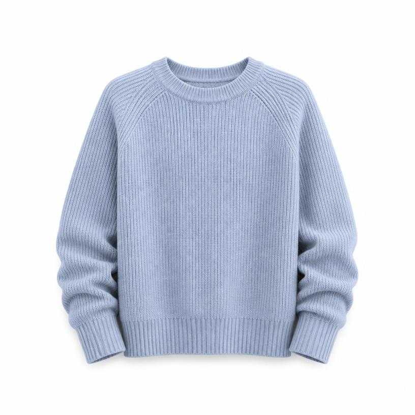 Generated item image of relaxed light blue ribbed knit sweater