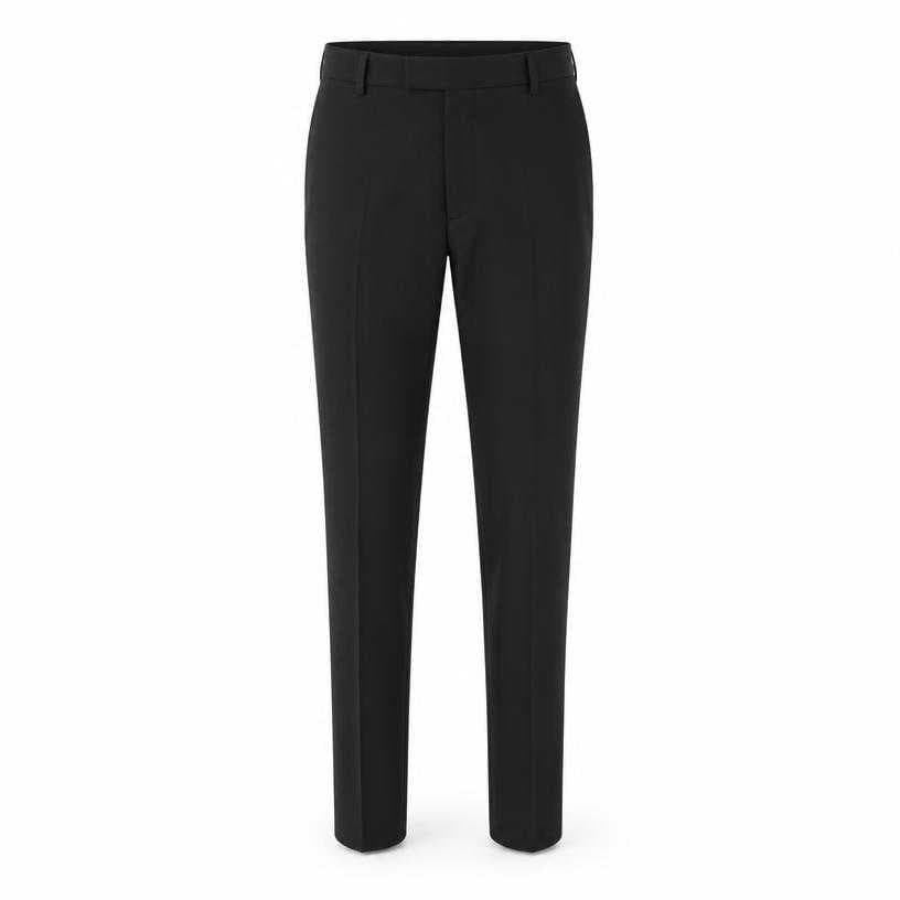 Generated item image of fitted black woven fabric trousers