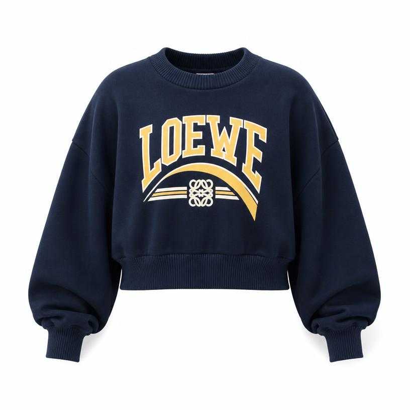 Generated item image of oversized navy cropped sweatshirt fleece sweatshirt