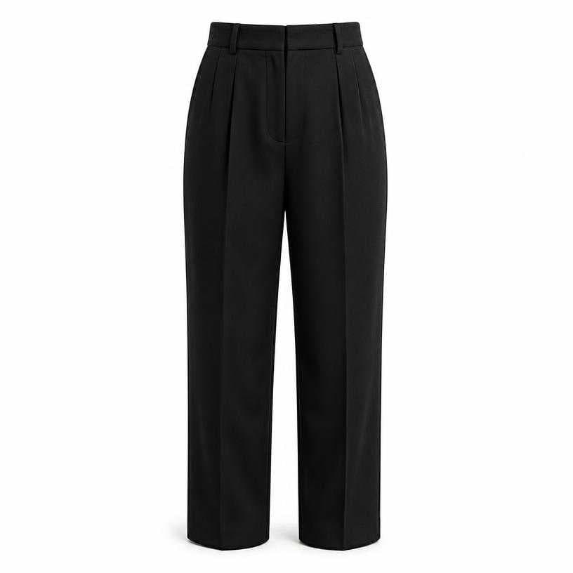 Generated item image of relaxed black pleated suiting fabric trousers
