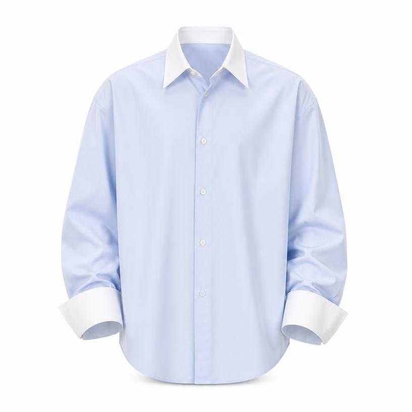 Generated item image of relaxed light blue and white cotton shirt