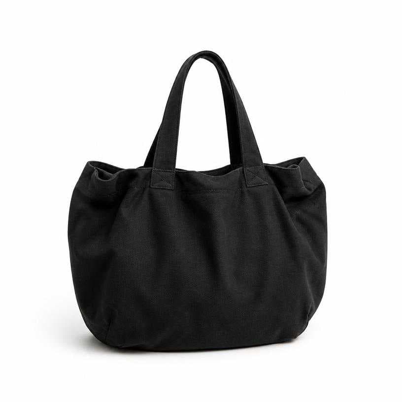Generated item image of black soft structure canvas-like fabric tote bag