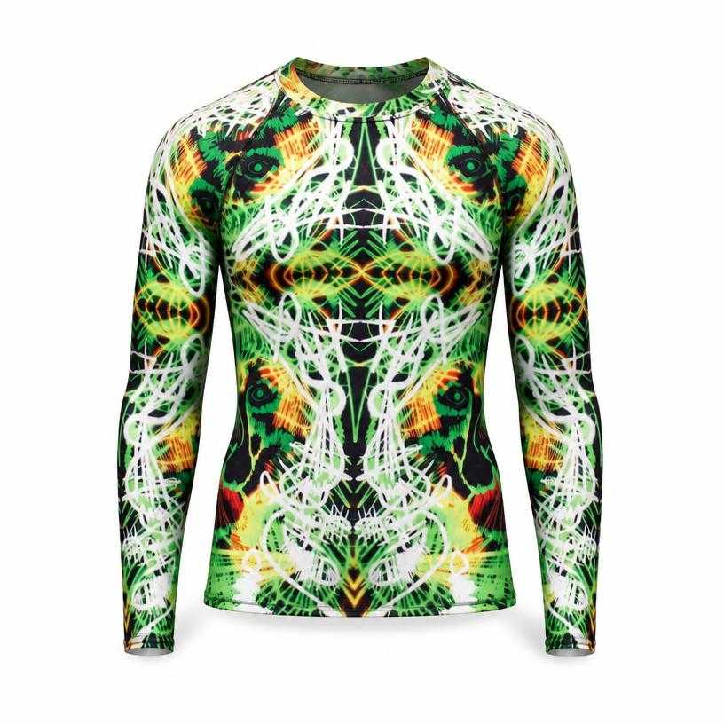 Generated item image of fitted black multicolor long-sleeve stretch jersey graphic top