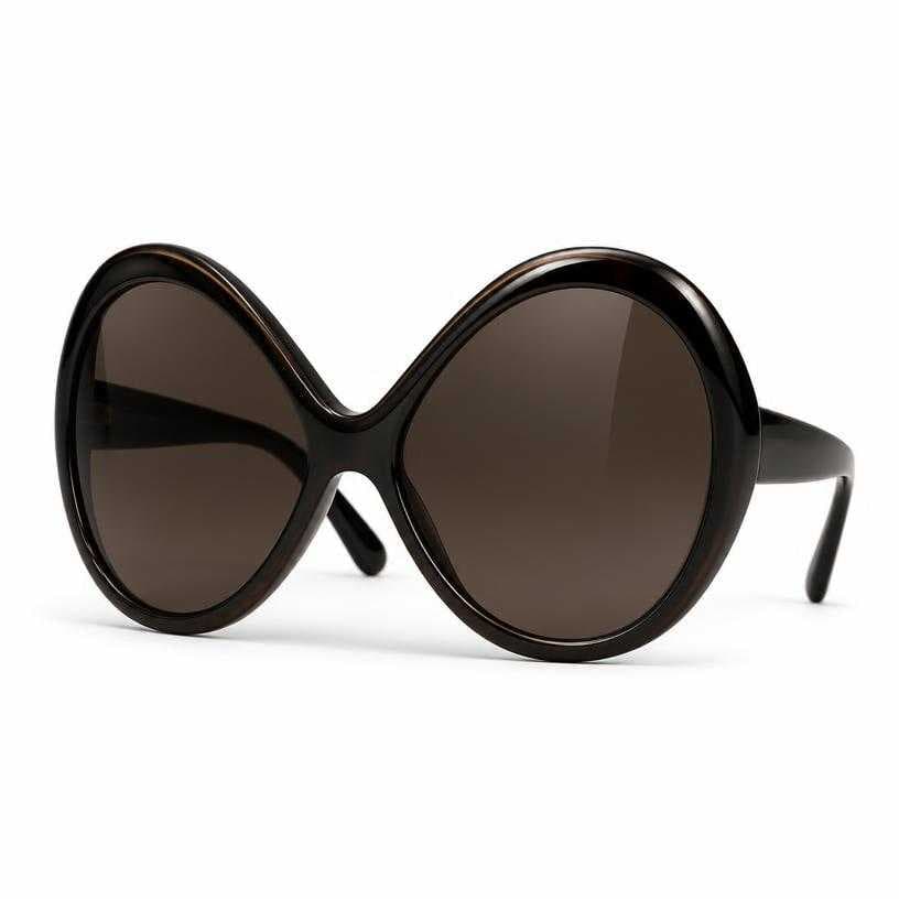Generated item image of black brown oversized glossy plastic sunglasses