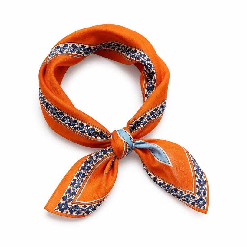 Generated item image of bright orange patterned border neck scarf