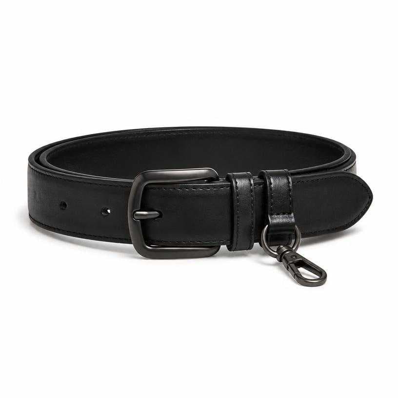 Generated item image of black metal buckle leather belt