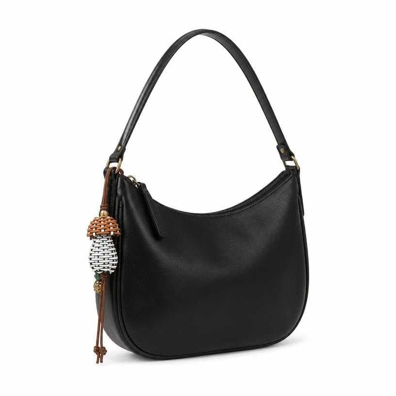 Generated item image of black curved smooth leather shoulder bag
