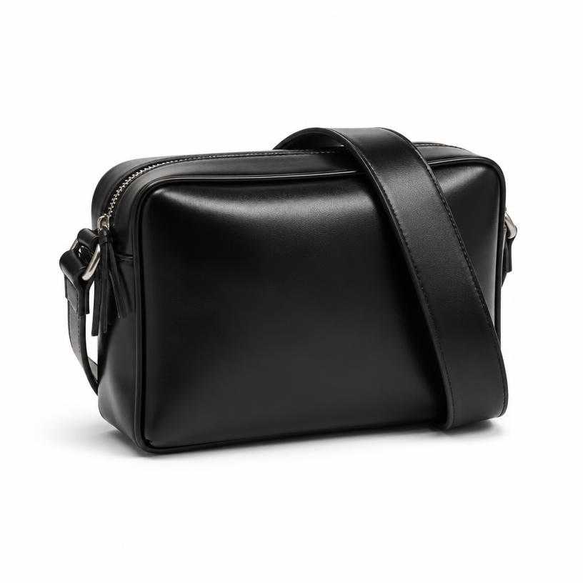 Generated item image of black structured smooth leather shoulder bag
