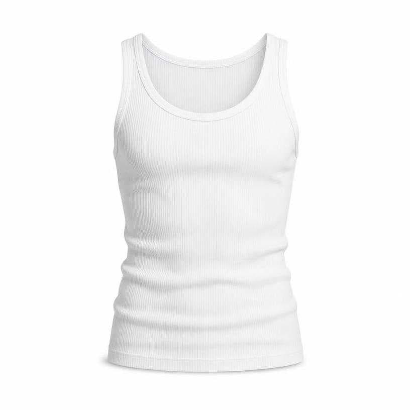 Generated item image of fitted white ribbed cotton knit tank top