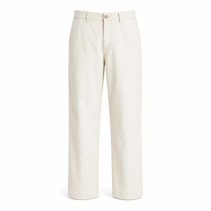 Generated item image of relaxed cream straight-leg cotton twill-like fabric trousers