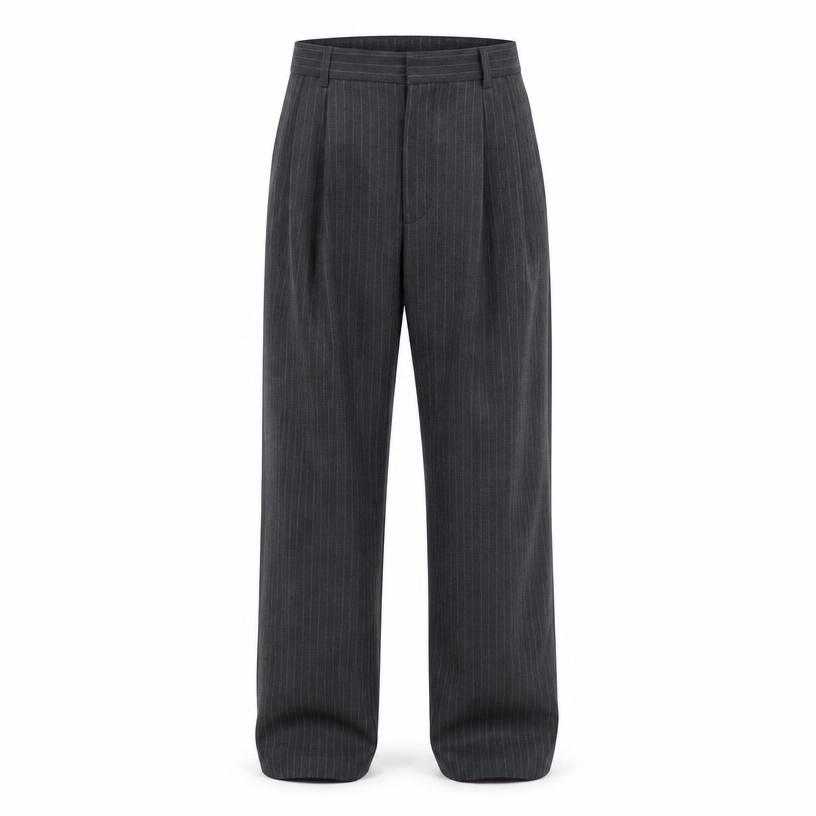 Generated item image of relaxed dark grey subtle striped trousers