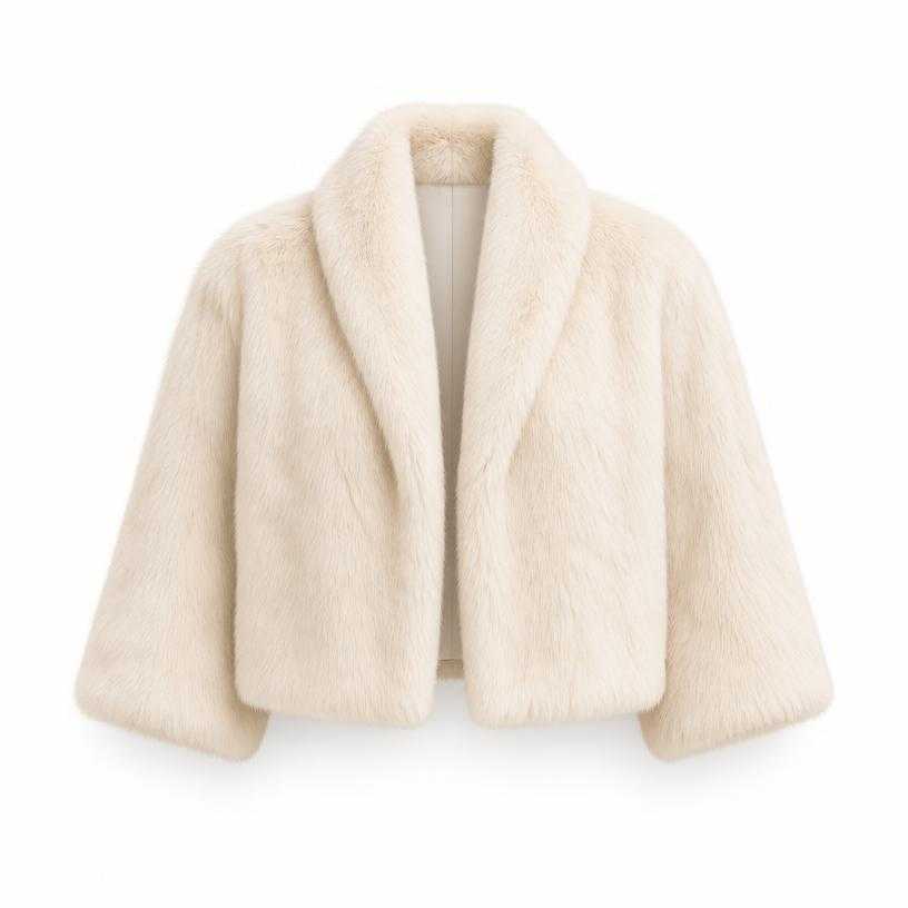 Generated item image of relaxed cream cropped faux-fur jacket