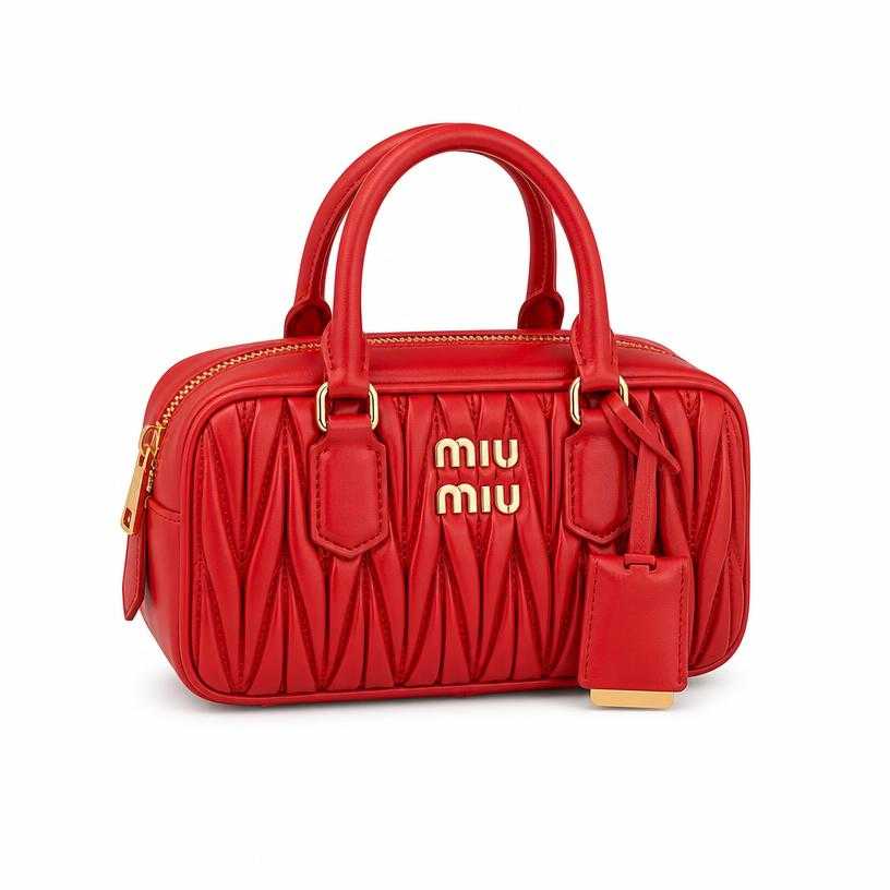 Generated item image of red top-handle quilted leather handbag