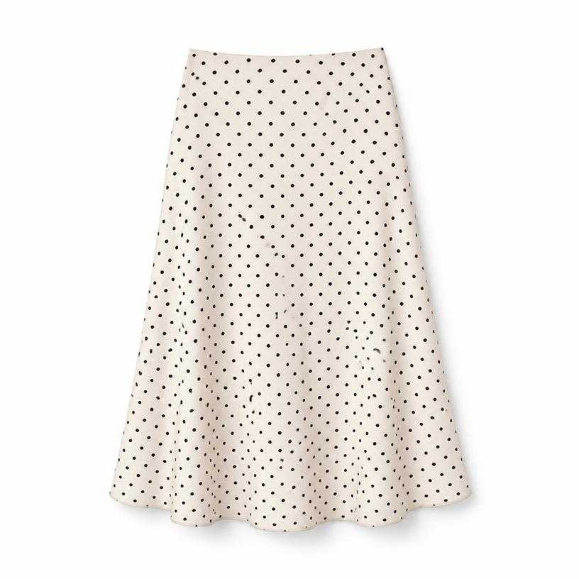 Generated item image of relaxed cream white polka-dot midi skirt