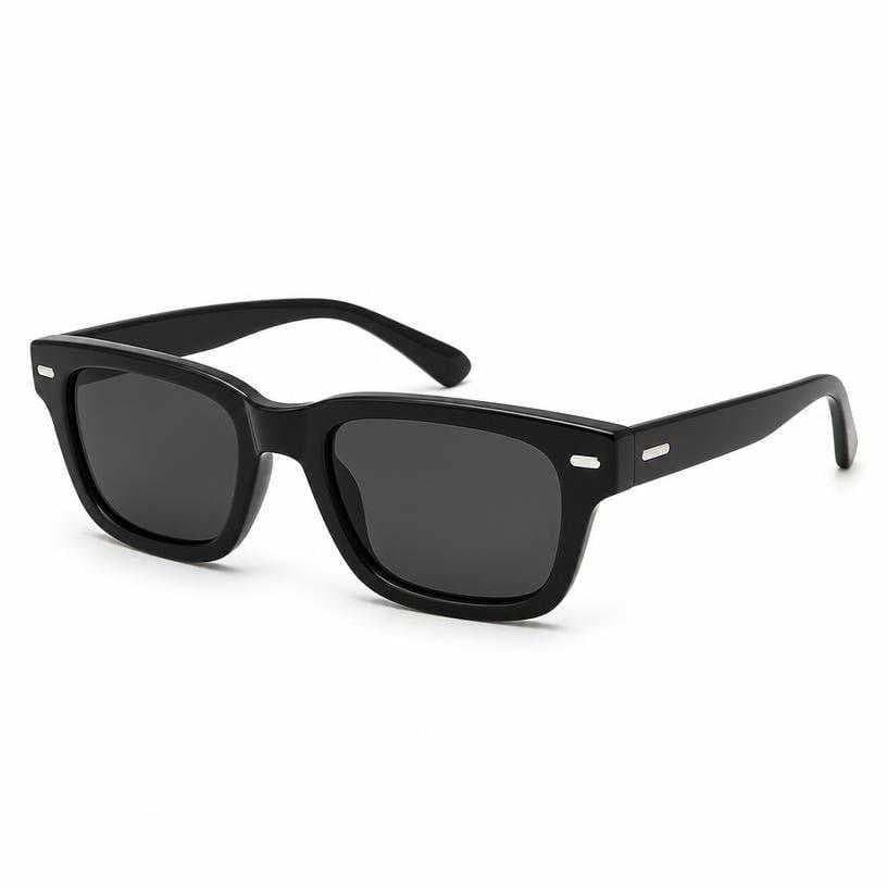 Generated item image of fitted black rectangular frame glossy acetate-like sunglasses