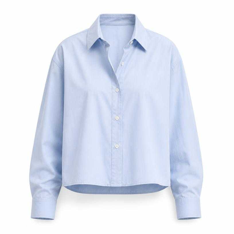 Generated item image of relaxed pale blue button-up cotton-like shirting collared shirt