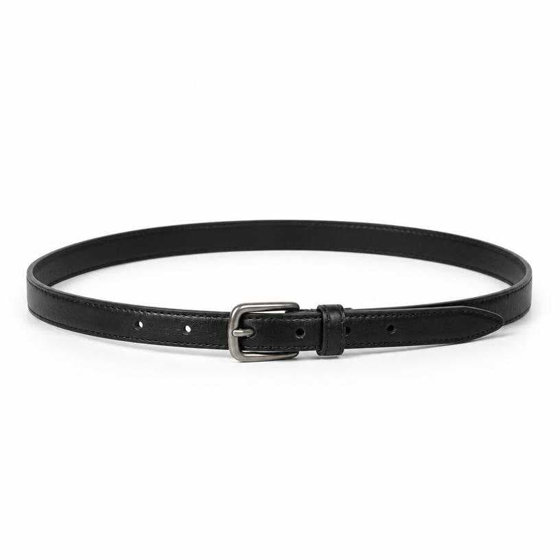 Generated item image of black thin strap leather belt