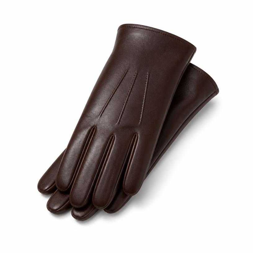 Generated item image of fitted dark burgundy brown leather gloves