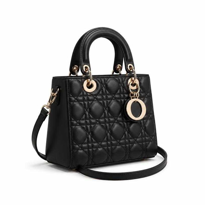Generated item image of black top-handle quilted leather handbag