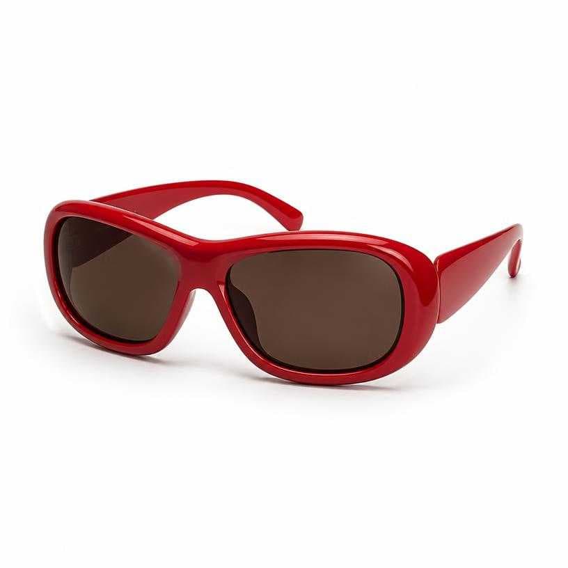 Generated item image of red oversized glossy plastic sunglasses