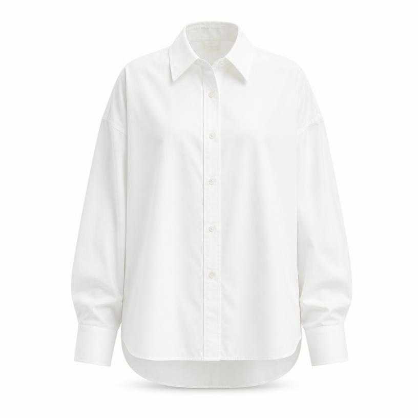 Generated item image of relaxed white woven cotton collared shirt