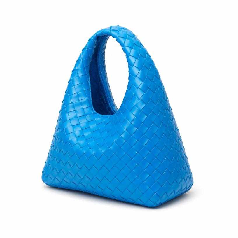 Generated item image of bright blue woven leather-like material shoulder bag