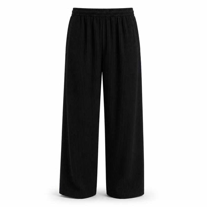 Generated item image of relaxed black tonal striping finely striped fabric trousers