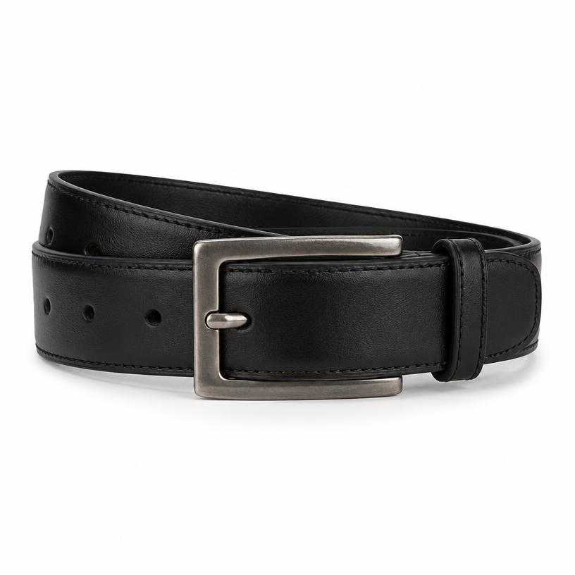 Generated item image of black rectangular buckle leather belt