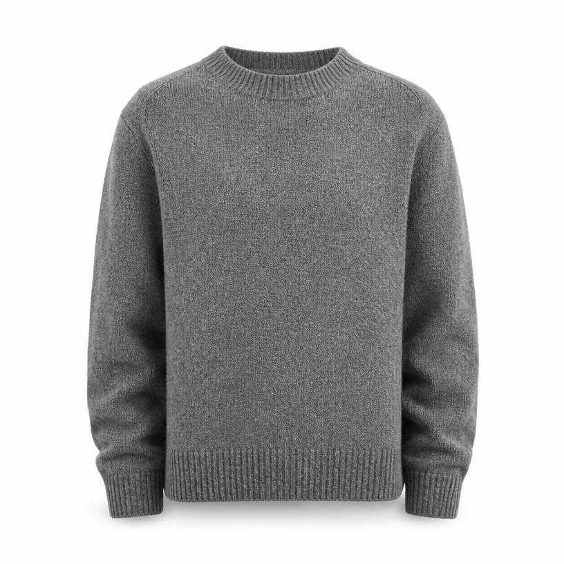 Generated item image of relaxed grey knit crewneck sweater