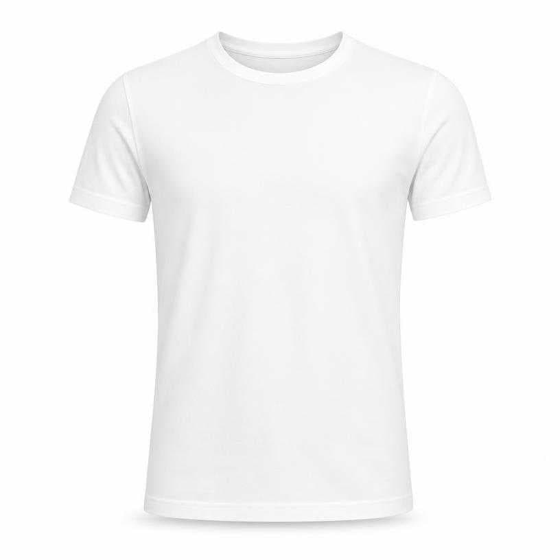 Generated item image of fitted white crew neck cotton jersey t-shirt