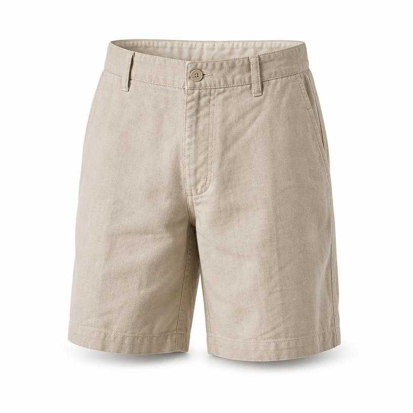 Generated item image of relaxed beige above-knee shorts