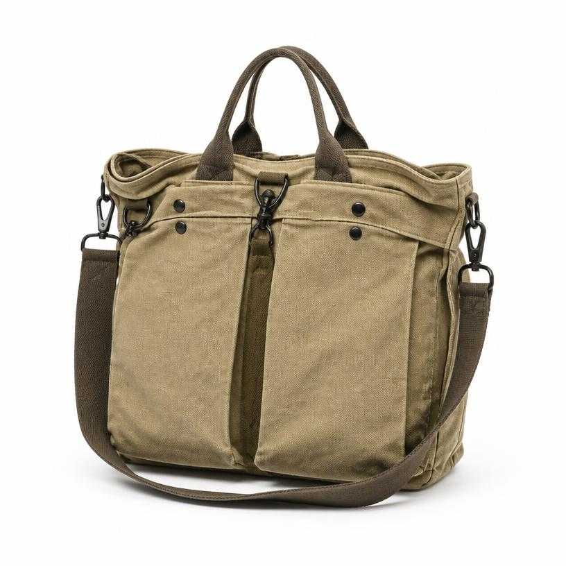 Generated item image of khaki beige utility canvas tote bag
