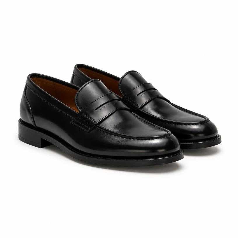 Generated item image of black glossy leather loafers