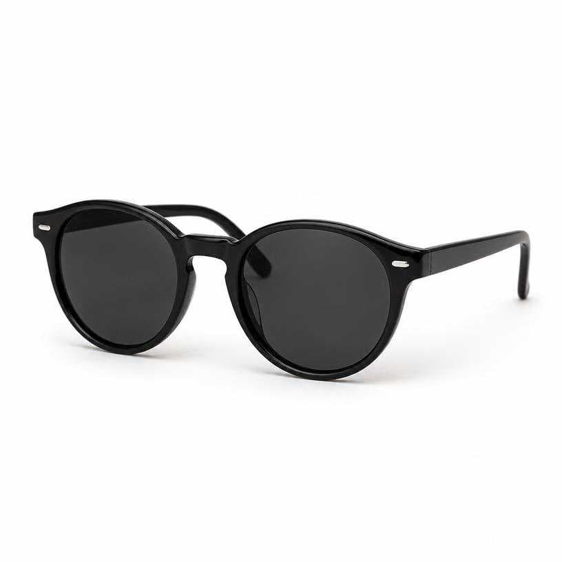 Generated item image of black round lenses glossy plastic frame sunglasses