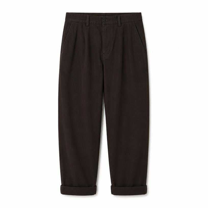 Generated item image of relaxed dark brown cuffed trousers