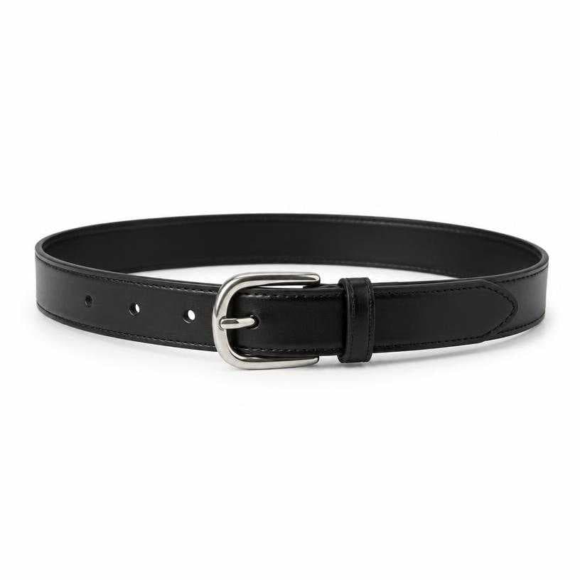 Generated item image of black silver-tone buckle leather-like material belt